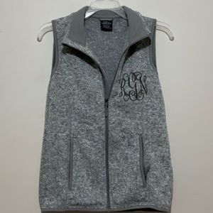 Charles river apparel heathered fleece women vest monogrammed xs